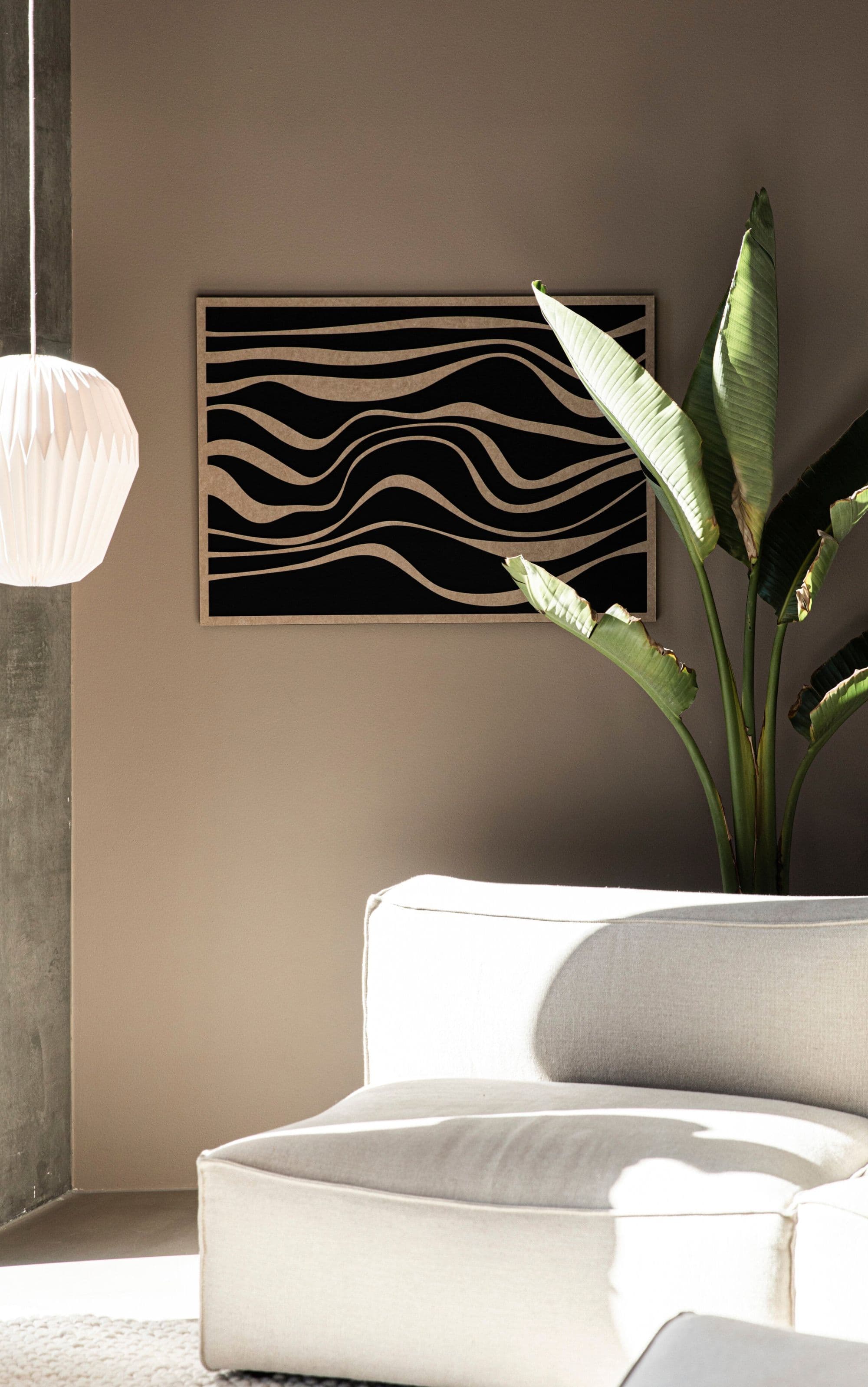 Special edition Wave tile acoustic panel by Arturel in stylish living room